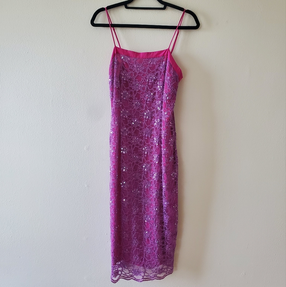 Pink Sequin Midi Dress